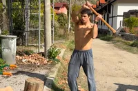 Тервел Замфиров оре, цепи дърва и показва мускули (ВИДЕО)